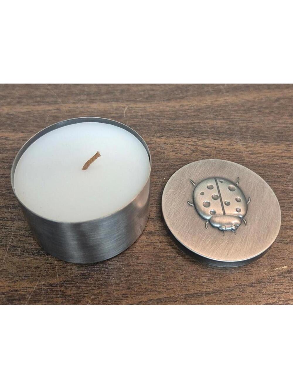 Vintage Metal Candle Holder with Ladybug Design